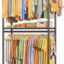 Clothes Rack - 33.0" x 12.2" x 79.5" Clothing Rack with Shelves & Wheels, Multi-Functional Wardrobe Closet with Hooks, Sturdy Metal Garment Rack for Bedroom, Laundry, Balcony (Black), Large