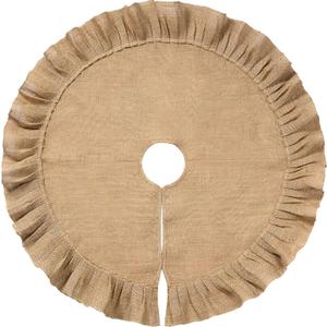 Tatuo 31 Inch Large Christmas Tree Skirt Decorations Fit 3.3~5 ft Xmas Tree Linen Burlap Trees Skirt for Christmas Xmas New Year Party Holiday Family Winter Home Indoor Outdoor Decor (Linen Color)