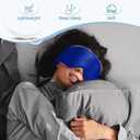 Sleep Mask with Bluetooth Headphones, Removable 3D Contoured Cup, Wireless Eye Mask for Sleep, Sleeping Headphones with Thin Stereo Speakers for Men, Women, Travel, Relaxation - Blue