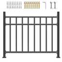 40" H x 48" W Black Upgrade Horizontal Deck Railing Kit | Heavy Duty Wrought Iron Outdoor Guard Fence Handrail | Flat Hand Rails for Porch, Balcony, Patio, Deck