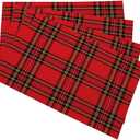 Red Plaid Cloth Placemats Linen Dinner Mats Traditional Scottish Checkered Tartan Wipeable Set of 4 Placemats Table Pads Indoor Table Protectors Non Slip,12 * 18 Inch