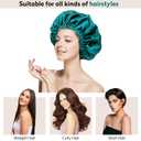 2 x Double Layer Silk Bonnet for Sleeping for Women and Men Large Satin Hair Cap for Curly and Natural Hair Blue Zircon + Black