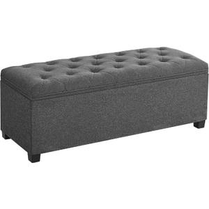 SONGMICS Storage Ottoman Bench, Foot Rest with Legs, 15.7 x 43.3 x 15.7 Inches, End of Bed Bench, Storage Chest, Load up to 660 lb, for Living Room, Bedroom, Entryway, Dark Gray ULSF088G01