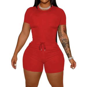 HBQ Women 2 Piece Outfits Summer Sweatsuits Track Suits Crop Tops Biker Short Workout Jogger Sets Red L HBQ Women 2 Piece Outfits Summer Sweatsuits Track Suits Crop Tops Biker Short Workout Jogger Sets Red L
