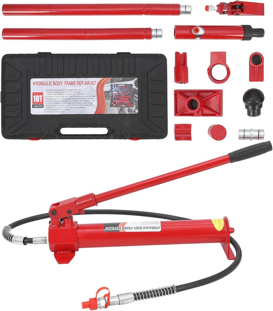 10 tons Porta Power Kit - Portable Hydraulic Jack with Heavy-Duty Construction, Secure Transport Case, Quick Setup, and Ideal for Auto and Farm Use