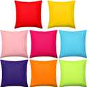 Preboun 8 Pcs 18 x 18 Inch Fresh Colors Decorative Throw Pillow Covers Mixed Solid Color Square Pillow Cases Colorful Cushion Cover for Classroom Couch Bedroom Patio Garden (Covers Only)