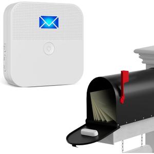 Mailbox Alarm, Wireless Long Range Mailbox Alert, Mailbox Chime Notification System 600 ft Long Range LED Light Flashing and Sound Reminderser Station for Delivered Mail