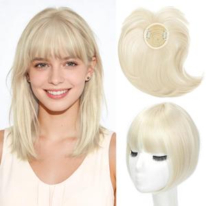 Hair Toppers for Women with Clip in Bangs, 10 Inch Straight Bangs Hair Clip, 3603D Cover Toppers HairPieces for Women with Thinning Hairs Daily Wear (Brown, 10 Inch)