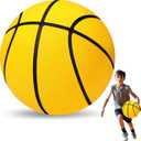 VioraWhite Silent Basketball Size 7 Indoor Basketball Foam Indoor Upgrade Silent 9 Inch Elastic Inside for Dribbling Training Practice Ball (Yellow)