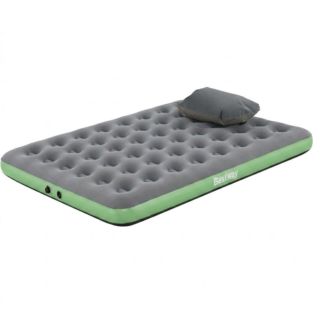 Bestway Air Bed - Roll & Relax Outdoor Queen Sized AirBed with Carry Bag Pump, Green