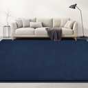 Large Area Rugs for Living Room Bedroom, 5x8 Feet Navy Blue Rug, Minimalist Modern Shag Rug, Soft Thick Memory Foam Indoor Carpet, Non-Slip Washable Rug for Boys Girls Dorm Nursery Room Home Decor