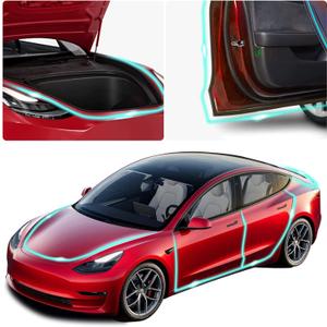 8 Pack Door Seal Soundproof Kit Compatible with Tesla Model 3 2017-2024 Accessories Door Rubber Weather Draft Seal Strip Wind Noise Kit Front Trunk Cover Water Retaining Sealing Strip