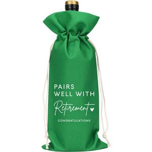 Green Retirement Wine Bag Retirement Gifts for Women Men Pairs Well With Retirement Wine Bag Farewell Gifts for Coworkers Going Away Gift for Friends Boss
