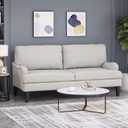 Christopher Knight Home Greta Fabric Loveseat, Beige, Dark Brown, 66.75 x 30 x 33 inches