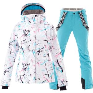 Women's Ski Jackets and Pants Set Windproof Waterproof Insulated Snowsuit Winter Warm Snowboarding Snow Coat (Large, Blue)