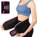 ZPP Waist Trainer for Women and Men, Neoprene Sweat Band Waist Trimmer Belt Slimming Stomach Wrap for Workout (Medium, Black/Pink)