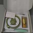 Matcha Whisk Set with Matcha Bowl - Matcha Set Included Electric Frother, Bamboo Whisk, Matcha Spoon, Bamboo Holder, Sifter, Spoon Stand (Mottled Green)