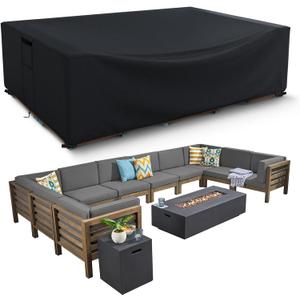 Patio Furniture Covers Waterproof, Heavy Duty 600D Outdoor Furniture Covers for Outside Sectional Sofa Set,Tear Resistance and Anti-UV, Black,126"L x 64"W x 28"H