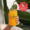 KLUBI Christmas Gift for Bride - Wifey Est 2025 Cup with Straw and Lid Cool Bridal Shower Gifts for Bride To Be Wifey Gifts for Wife Cup Tumbler Mrs Wedding 2025 (Wifey Est 2025 Clear Glass (16 Ounce))