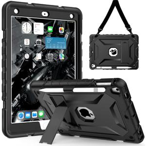 TIMISM Case for iPad 6th / 5th Generation (2018/2017), iPad Air 2 & 1st, iPad Pro 9.7 with Shoulder Strap, Pencil Holder, Heavy Duty Shockproof Protective Case, Black