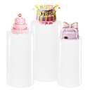 HAISIWLKJ 3PCS Cylinder Pedestal Stands for Parties, White Metal Round Cylinder Plinths Dessert Table Display Pillars for Birthday Wedding Bridal Baby Shower Party Decorations(Large)