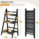 oakvivo 39.4" Foldable Plant Shelf Ladder Shelf, 3 Tier Bamboo Ladder Flower Pot Display Shelf, Freestanding Ladder Bookshelf for Garden, Balcony, Yard, Living Room, 23.6" W x 15" D x 39.4" H, Black