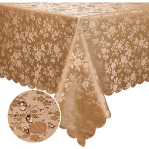Smiry Rectangle Table Cloth, Waterproof Heavy Duty Vinyl Tablecloths, Wipeable Washable Table Cover for Kitchen and Dining Room (Brown, 70" X 120")
