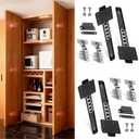 Mdkave 18inch Pocket Door Slides with Hinges,Pocket Cabinet Door Hardware Kit,Space Saving Sliding System for Cabinets (18inch,2Set)