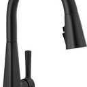 Delta Lenta Matte Black Kitchen Faucet with Pull Down Sprayer, Modern Single Hole Kitchen Sink Faucet, Single Handle, Matte Black 19802Z-BL-DST
