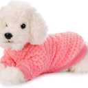 POMIU Dog Sweater, Dog Sweaters for Small Medium Dogs or Cat, Warm Soft Flannel Pet Clothes for Dogs Girl or Boy, Dog Shirt Coat Jacket (Peach+Purple+Rose, Large)