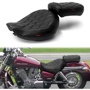Motorcycle Driver Passenger Seat with Diamond Pattern Stitching Compatible with Shadow ACE VT750 VTC750C VTC750CD 1998-2003