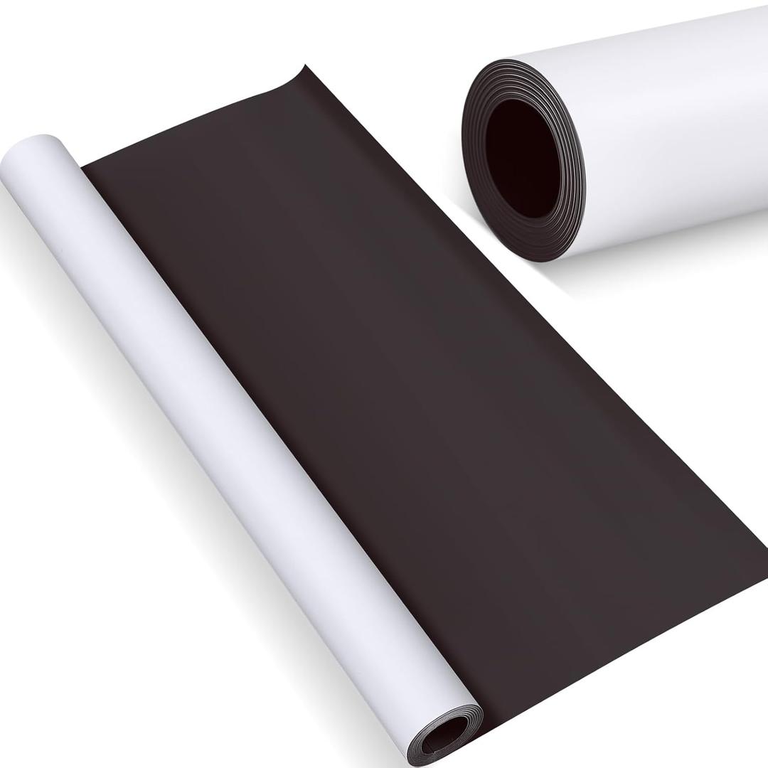 Amylove Blank White Surface Magnet Sheets Magnetic Roll Printable Flexible Vinyl Blank Magnetic Sign Sheet Safe for Vehicles DIY Craft Project(24 Inch X 5 Feet, 30 Mil)