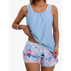 Tankini Swimsuit for Women Modest Two Piece Bathing Suit Scoop Neck Swim Suits with Boy Shorts XL