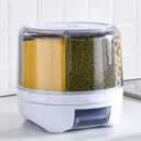 XIYAO 20Lbs large Grain dispenser 360Rotating Rice Food Dispenser 6 Grids rice container rotatable Beans Containers Storage with Sealed lid for Peanut Barley Millet and Cereal