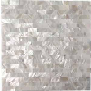 Art3d Mother of Pearl Wall Brick Shell Mosaic for Kitchen Backsplashes, Bathroom Walls, Spa Tile, Pool Tile, 12" x 12" (Pearl White)