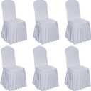 6pcs Chair Covers Stretch Parsons Skirt, Durable Washable Universal Chair Slipcover, Super Fit Spandex Chair Seat Protector Cover for Hotel, Ceremony, Home(Silver Gray)