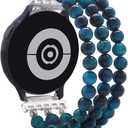 KAI Top Beaded Bracelet Compatible with Samsung Galaxy Watch 7 6 5 4 Band 40mm 44mm/Watch 6 Classic 43mm 47mm/Watch 5 Pro 45mm/Watch 4 Classic/Active 2 Band, 20mm Elastic Stretchy Wristband for Women (Blue Tiger Eye)