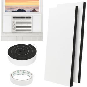 BEWAVE Window Air Conditioner Insulation Foam Panels, AC Side Surround Panels Kit with Top Seal Strip for AC Unit Indoor 2 Pack