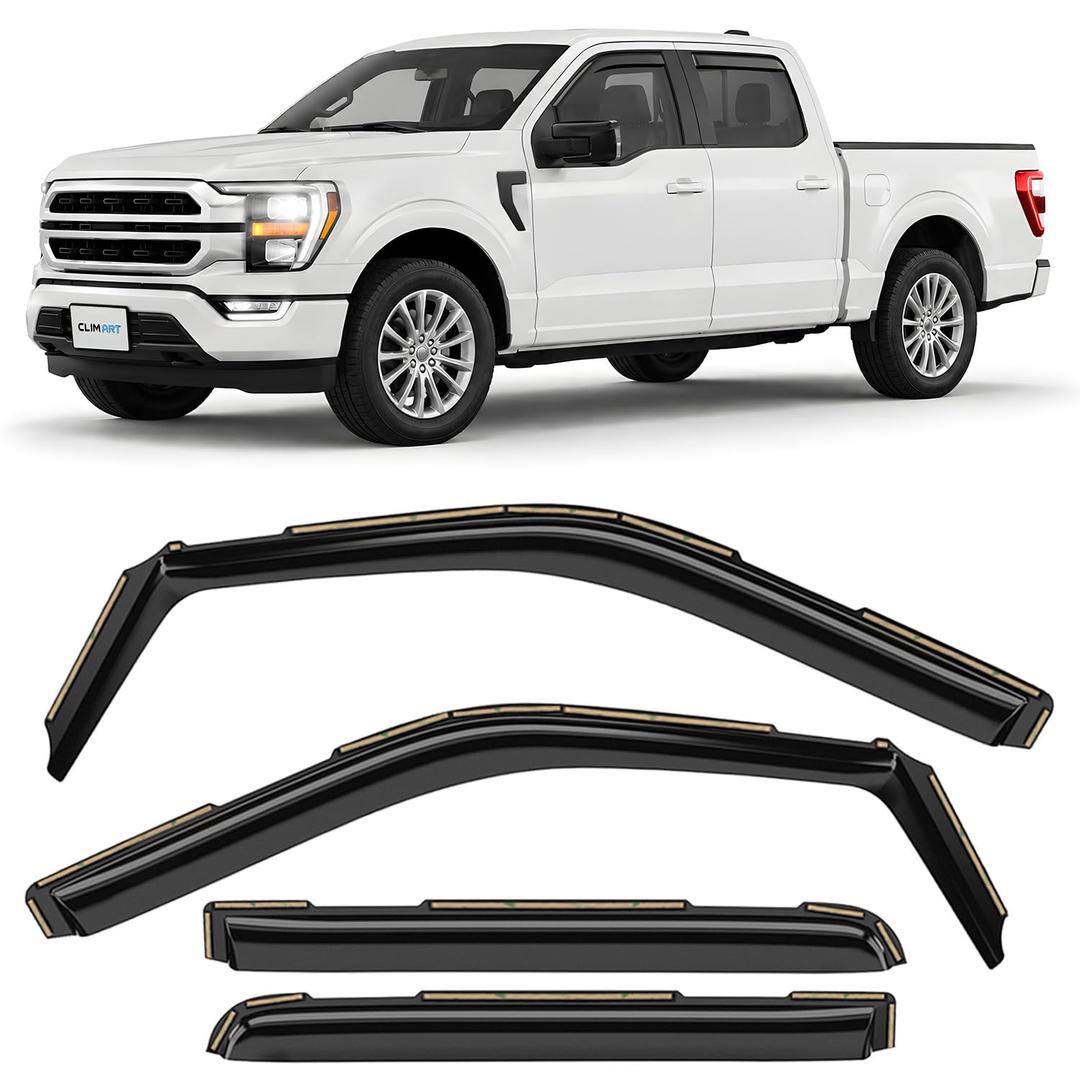 CLIM ART in-Channel Incredibly Durable Rain Guards for Ford F150 2021-2026 SuperCrew, Original Window Deflectors, Vent Window Visors, Vent Deflector, 4 pcs. - 621258
