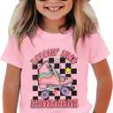 Rollin into Kindergarten Shirt for Baby Girl Roller Skate Tshirt Kids Back to School Outfit First Day of School Tee (4T, Pink-2)