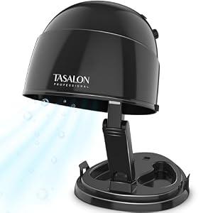 TASALON Portable Height Adjustable Hooded Hair Dryer, Black