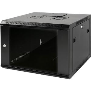 Tecmojo Full Welded & Assembled 6U Standard Wall Mount Rack Network Cabinet for 19" IT Equipment,with Lockable Glass Door and Side Panels,Cooling Fan,17.7inch Depth (Assembled 6U Glass/Black)