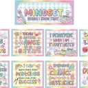 5 x Tosstuki 9 Pcs Large Pastel Gingham Growth Mindset Posters Pastel Gingham Classroom Bulletin Board Set Growth Mindset Back to School Bulletin Board Posters for Classroom Whiteboard Blackboard Decor, 23.6 x 9.8 inches, 11.8 x 9.8 inches