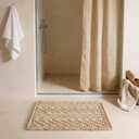 Sunfly Waffle Bath Mat, Boho Bath Rugs for Bathroom Floor Super Absorbent & Quick Dry, Non-Slip Washable Bath Mat with Tassels, Ultra Soft Farmhouse Bathroom Decor 16"*24" Beige