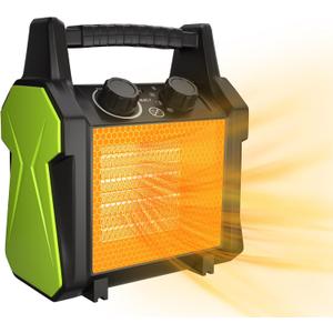 Outdoor Heater for Patio, 1500W PTC Ceramic Electric Space Heater with Overheat Protection, Safe & Fast Greenhouse Heater for Workshop, Flower Room, Camping, Green