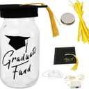 2025 Graduation Gifts for Her/Him Lighted Graduation Mason Jar with Class of 2025 Cap Kit, Can Filled with Money, Graduation Decoration, Graduate Fund Doctor Hat Mason Jar Gift for College High School