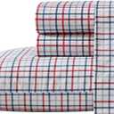 Nautica - Queen Sheet Set, Cotton Percale Bedding Set, Crisp & Cool, Lightweight & Breathable (Boating Tattersall Red, Queen)