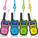Wishouse Walkie Talkies for Kids 4 Pack,Family Walky Talky Adults Children Radio Long Range,Outdoor Camping Fun Toys Birthday Present Xmas Gifts for 4 5 6 7 8 Year Old Girls Boys No Battery No Charger (Pink Blue Green Yellow)