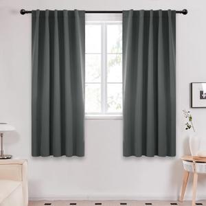 Deconovo Blackout Curtains  Room Darkening, Noise-Reducing, Thermal Insulated  Energy-Efficient Window Treatment for Bedroom, Living Room & Home Office  2 Panels, Dark Grey, 42W x 63L Inch (42"W x 63"L (Pack of 2))