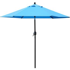 Sunnyglade 7.5' Patio Umbrella Outdoor Table Market Umbrella with Push Button Tilt/Crank, 6 Ribs (Blue)